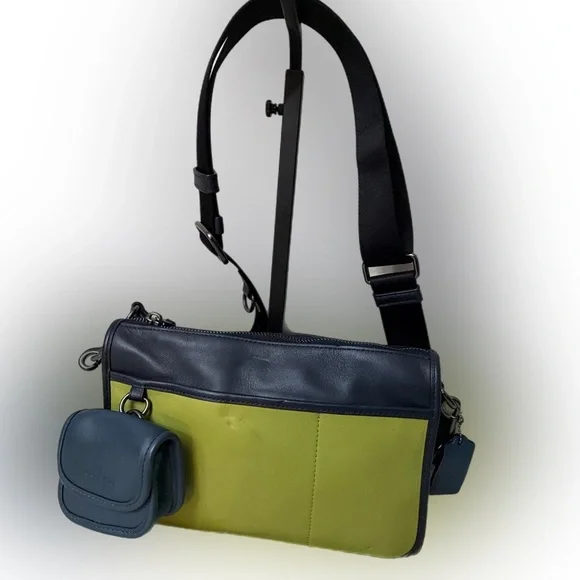 Coach C8140 Heritage Convertible Crossbody Hybrid Colorblock Bag Lime Green - Picture 1 of 8